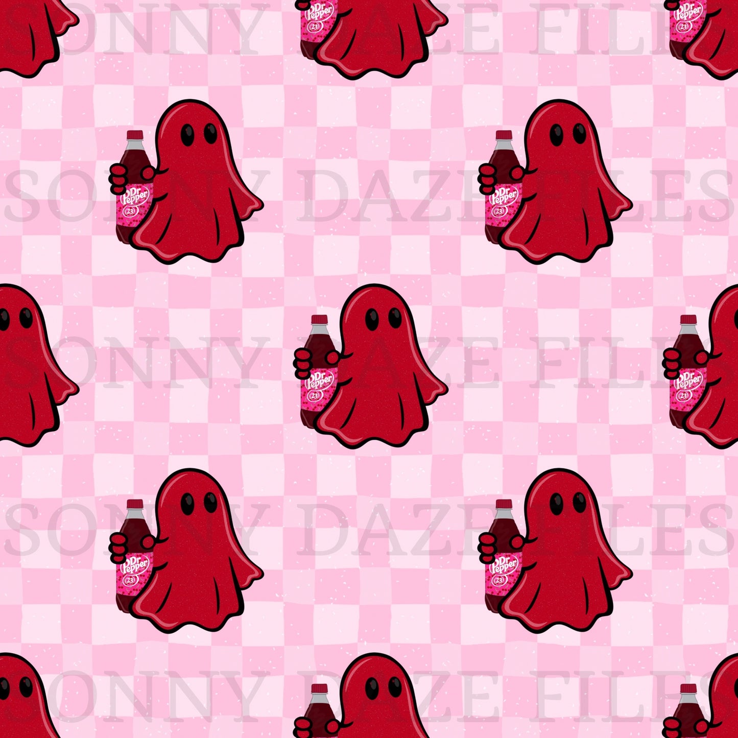 Soda ghosts pink checkered