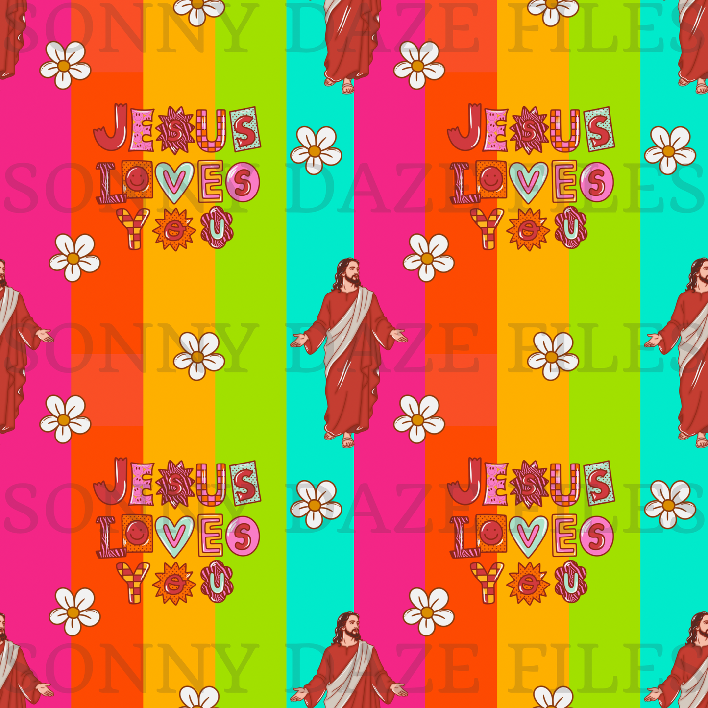 Jesus loved you (rainbow stripes)