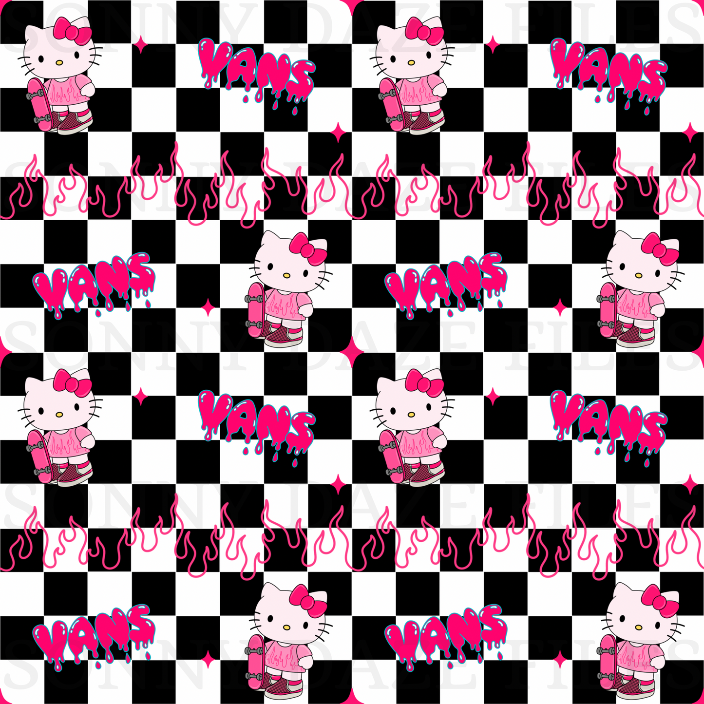 Skater kitty checkered