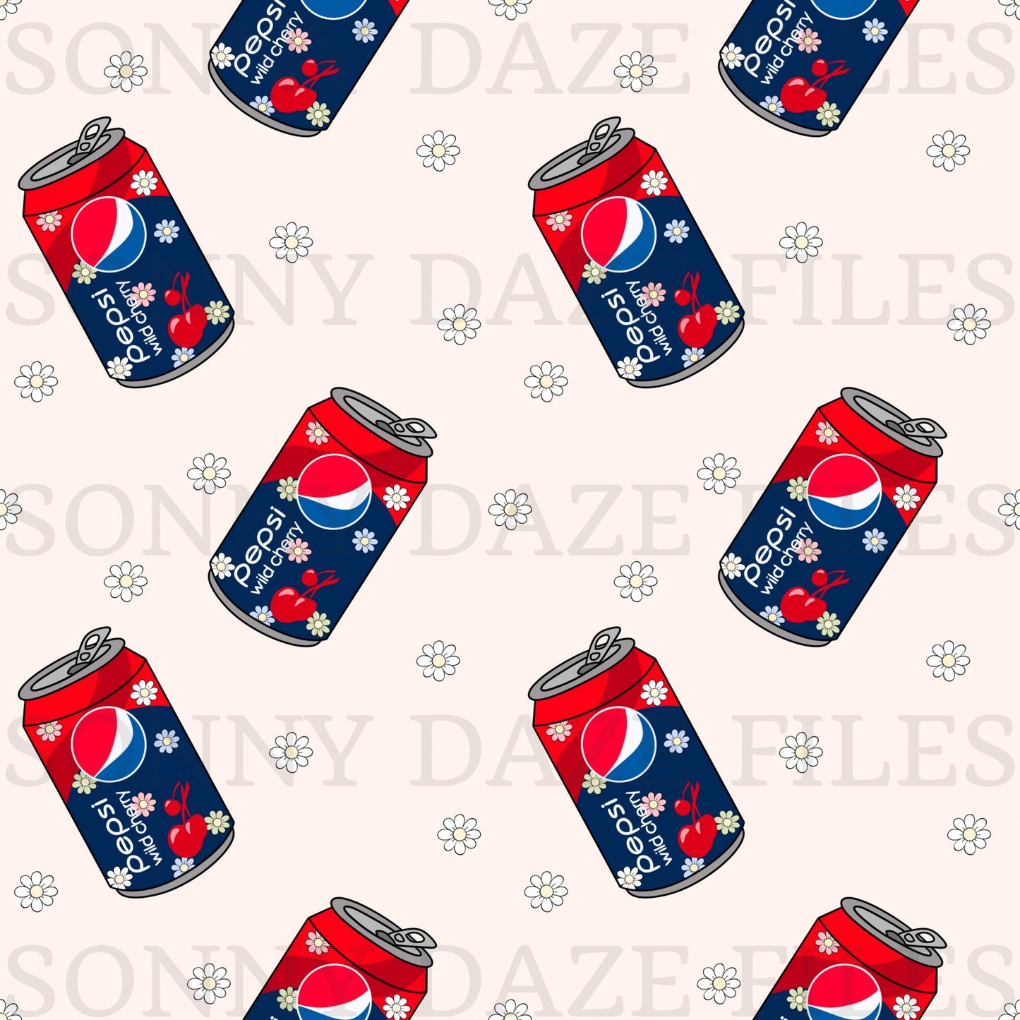 Cherry soda with flowers on can