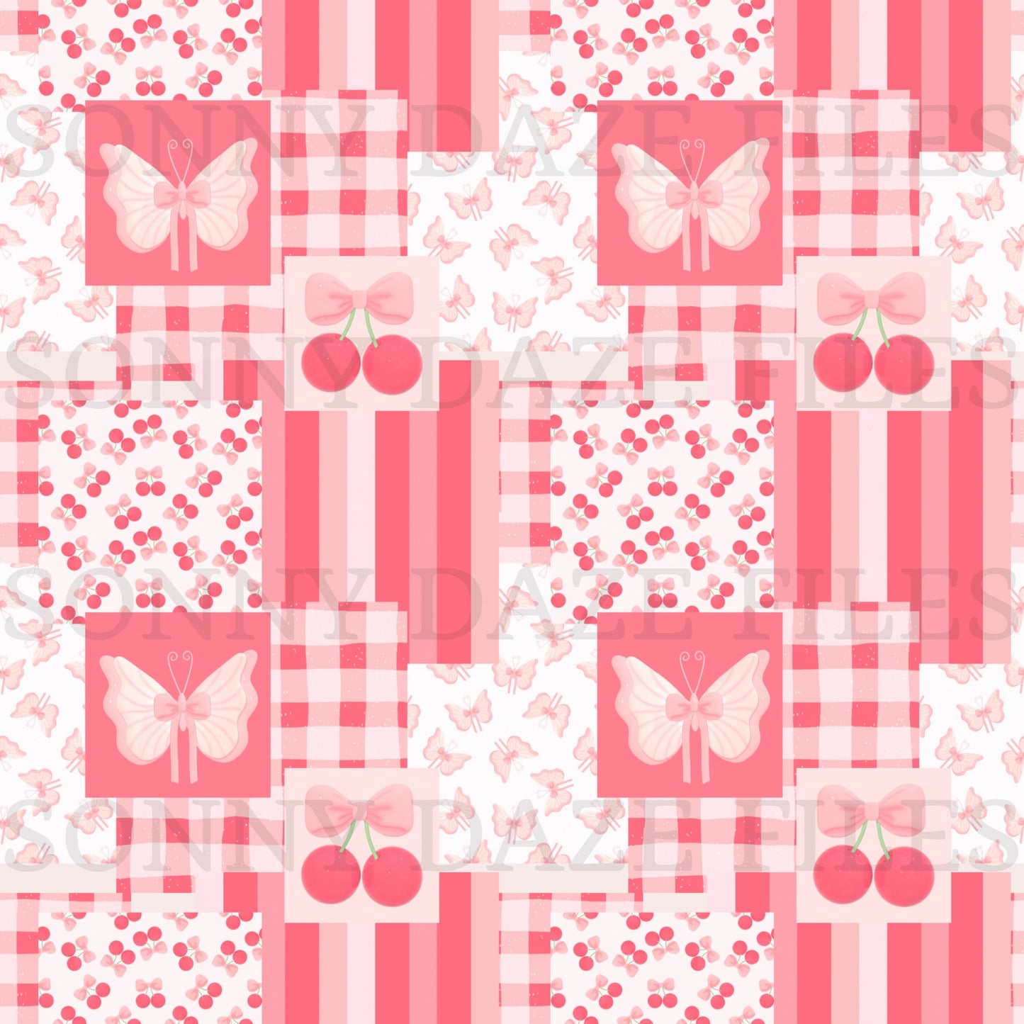 Cherry butterfly patchwork