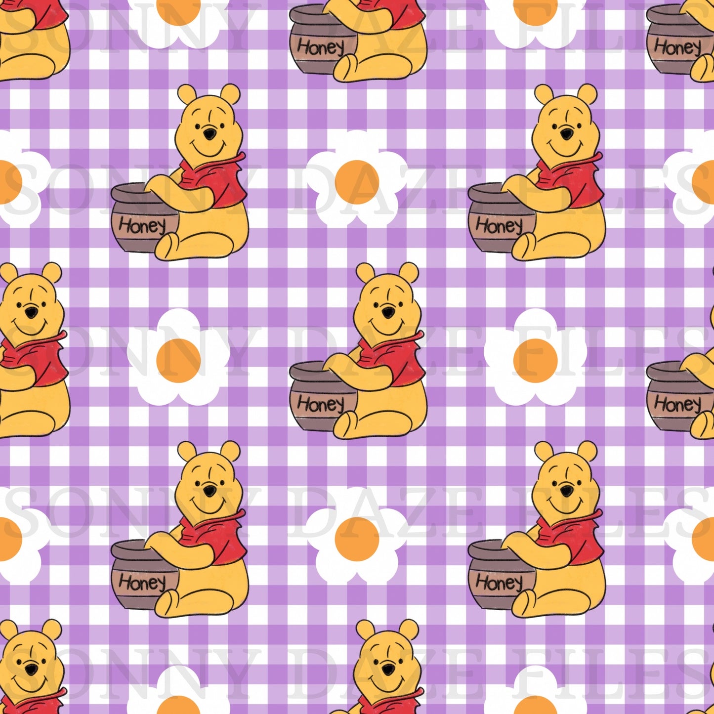 Honey bear floral gingham