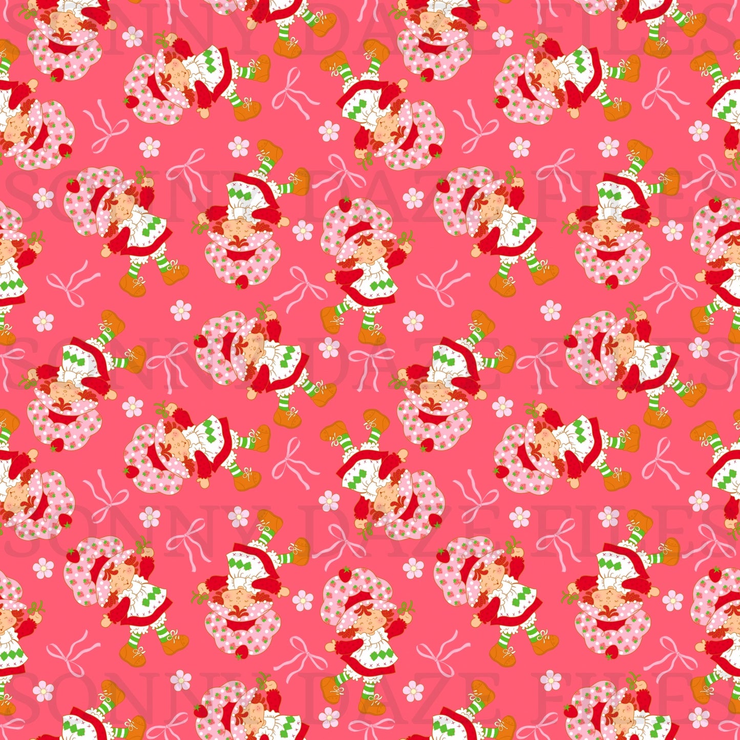 Strawberry girl with bows and flowers