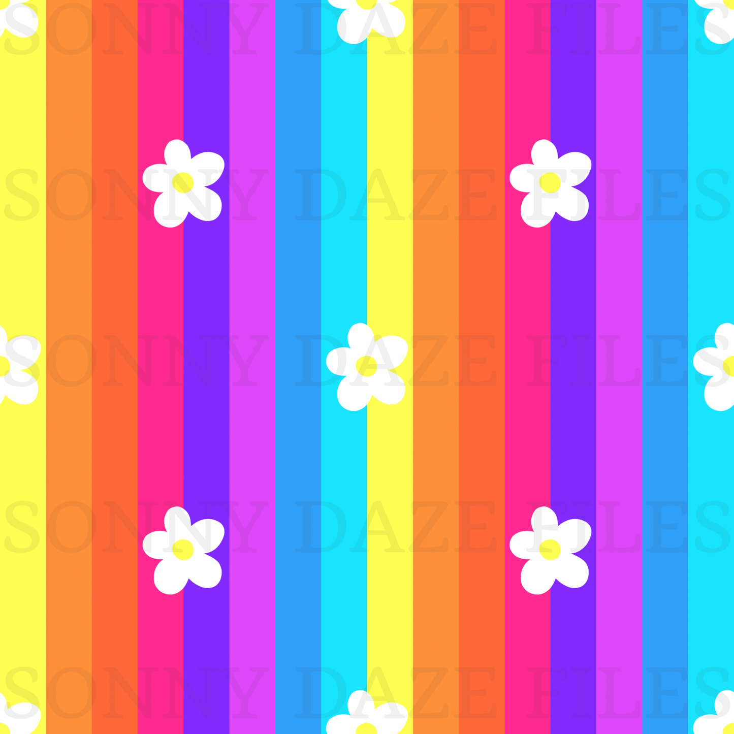 White flowers on stripes