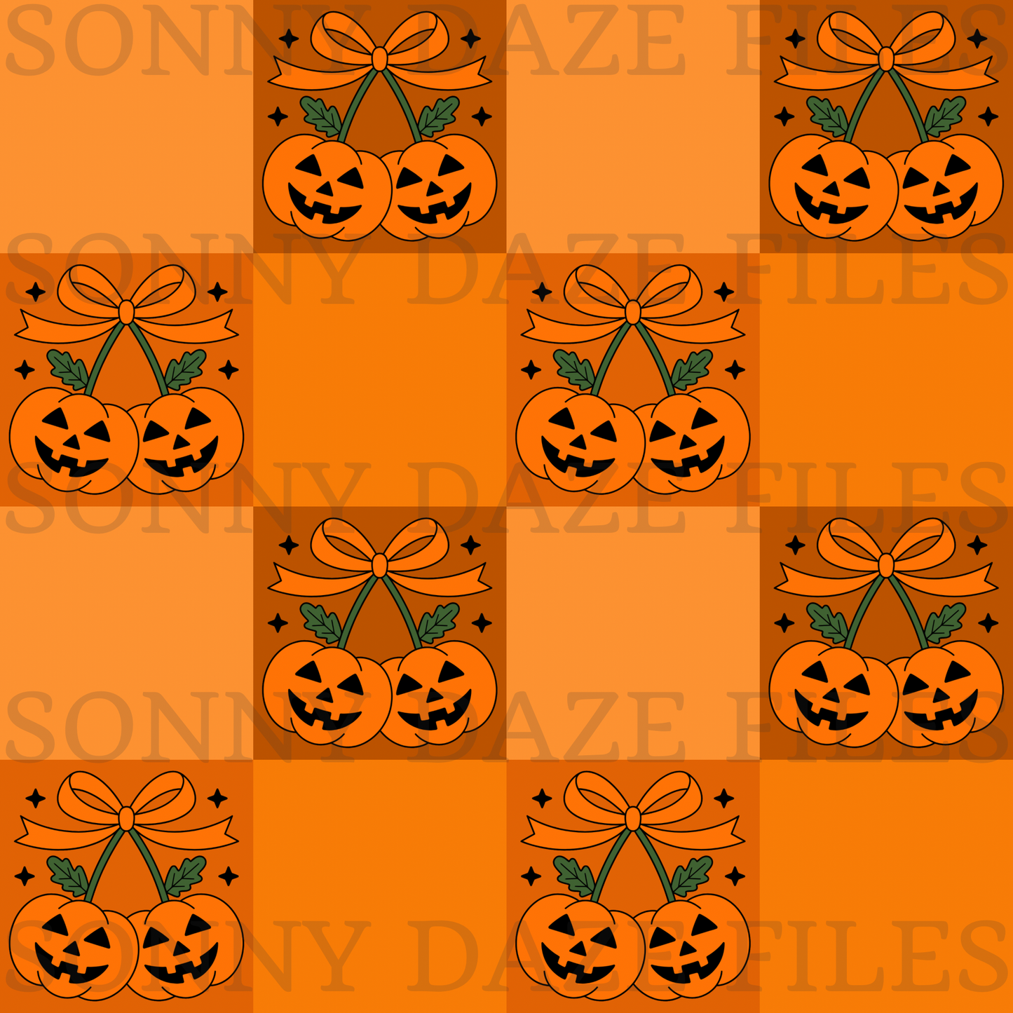 Checkered Halloween pumpkin cherries