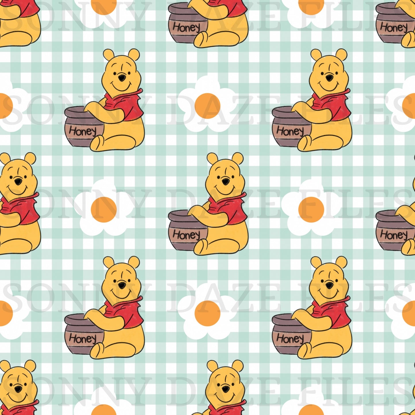 Honey bear floral gingham