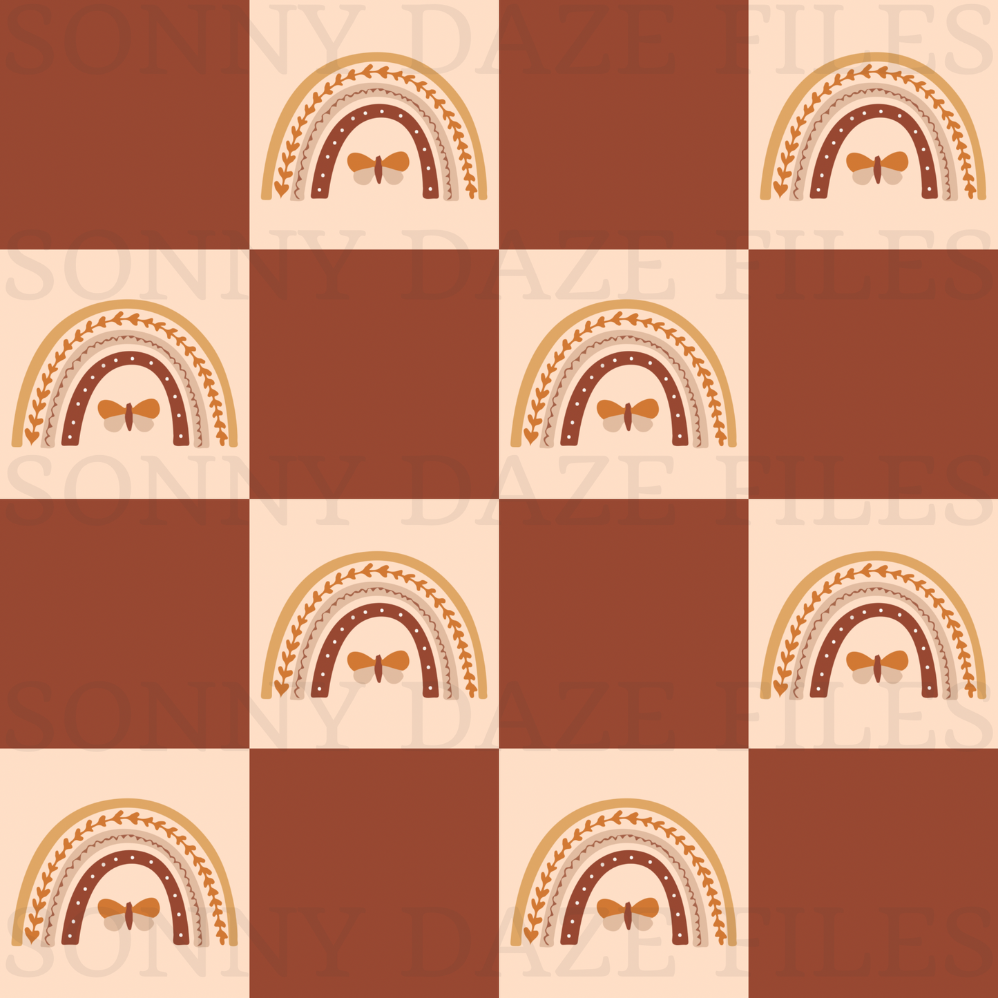 Boho rainbow checkered