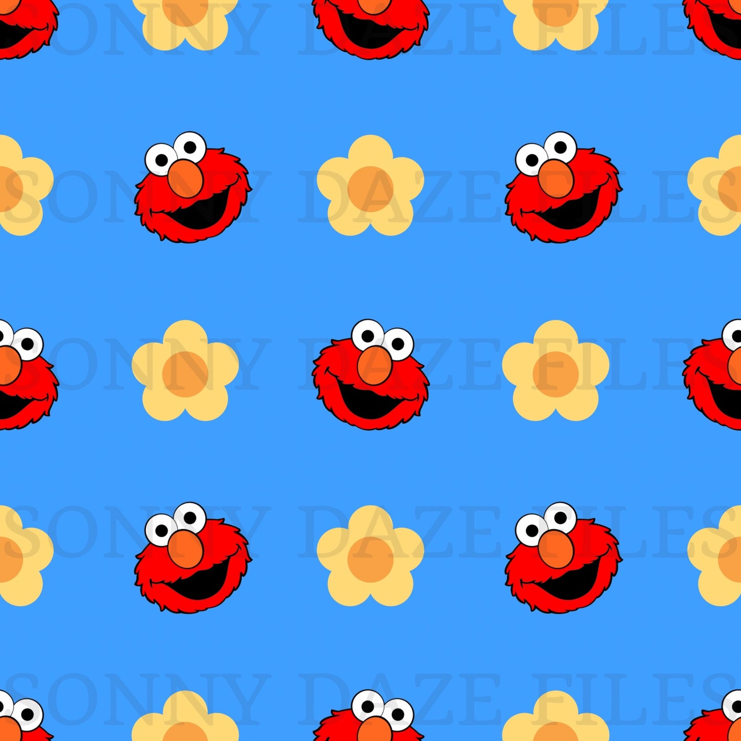 Little red monster and flowers