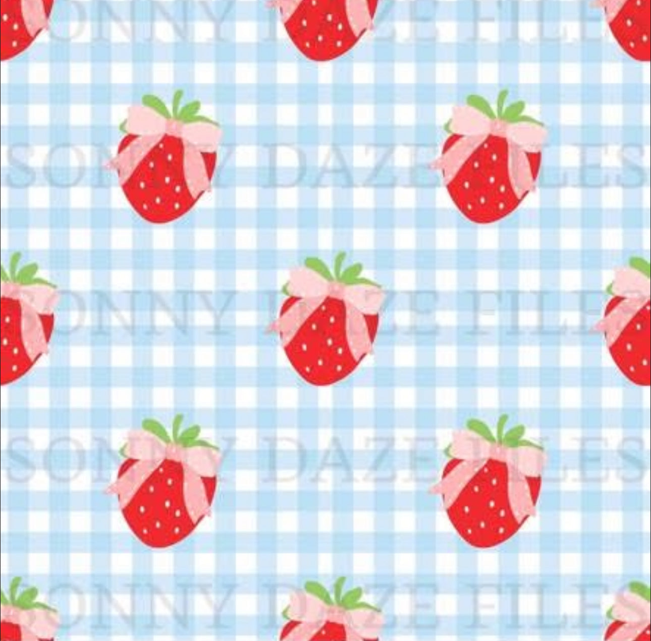 Coquette strawberry on gingham