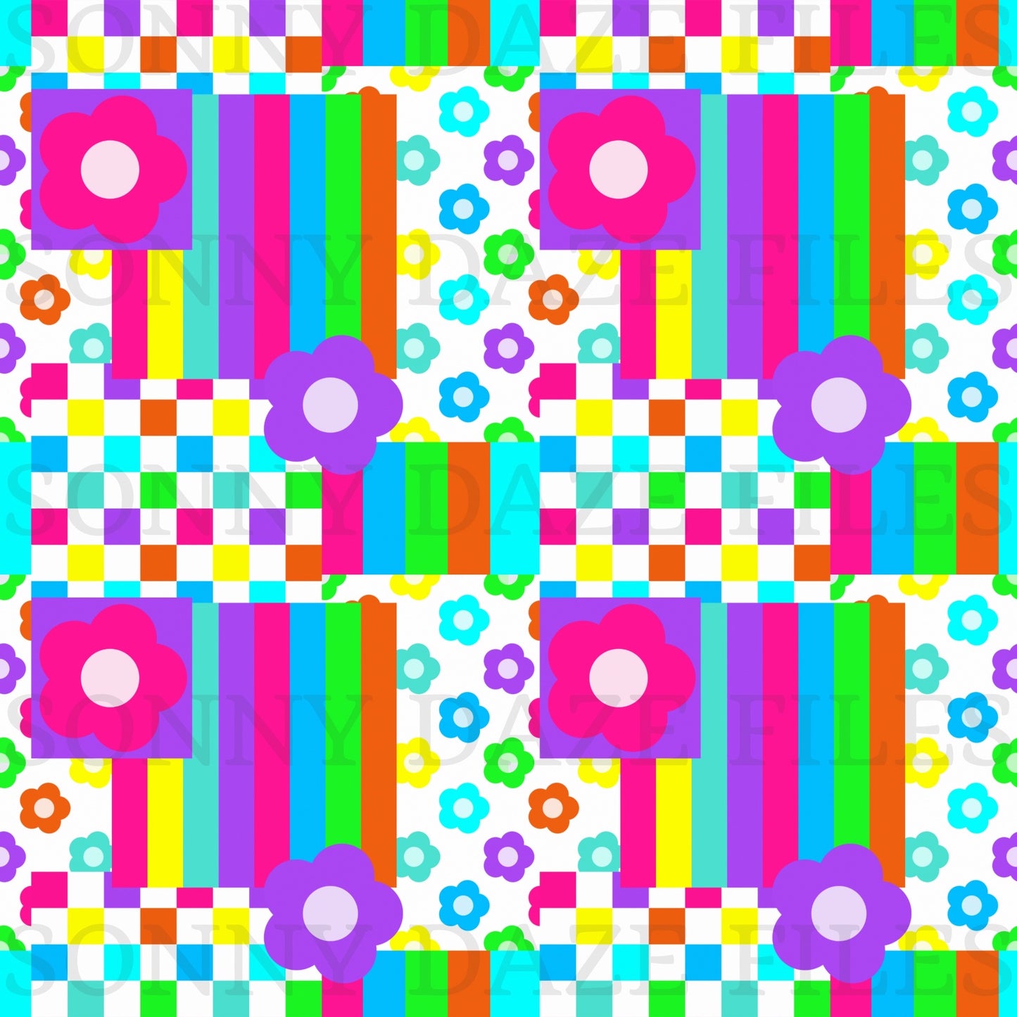 Rainbow floral Patchwork