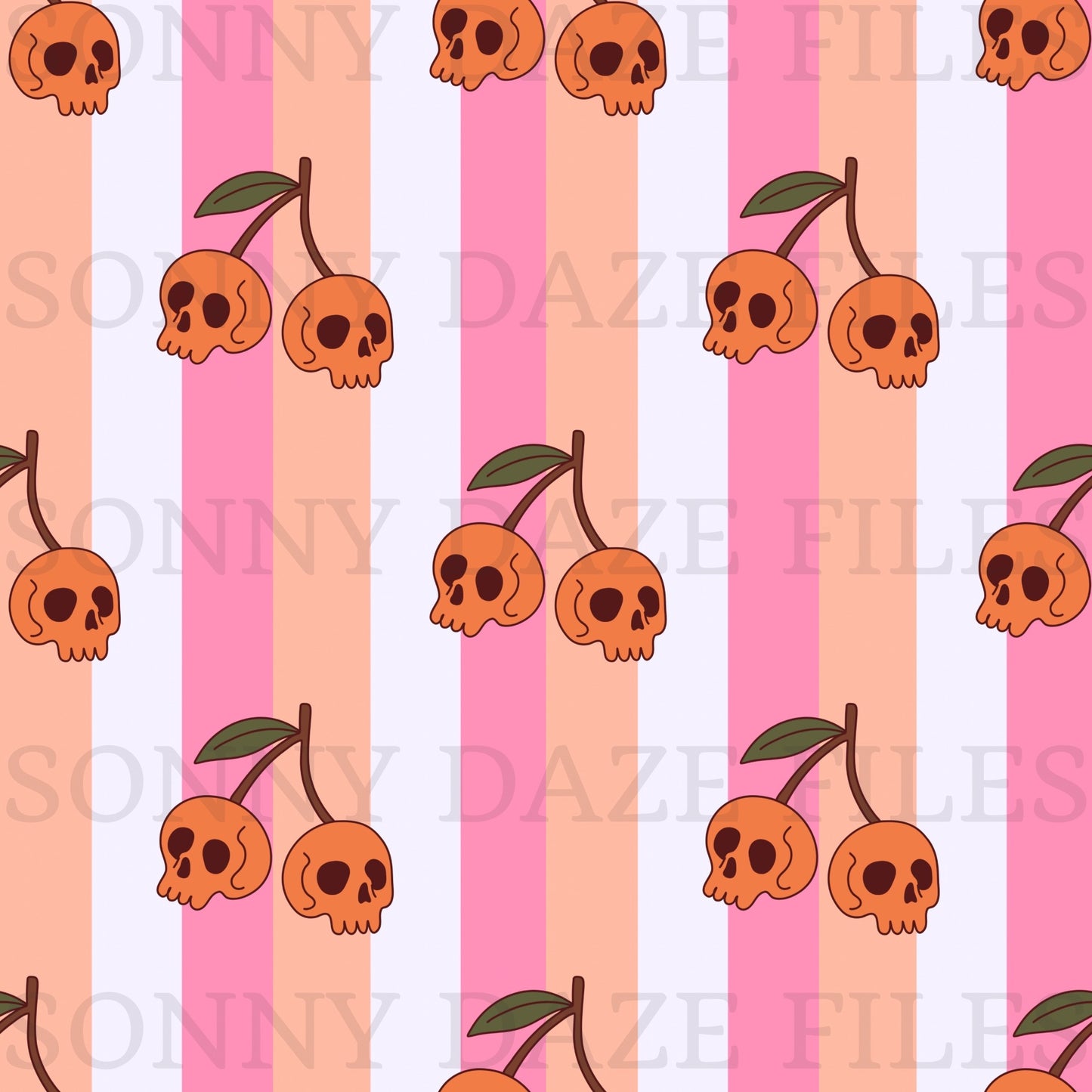 Halloween cherry skull stripes
