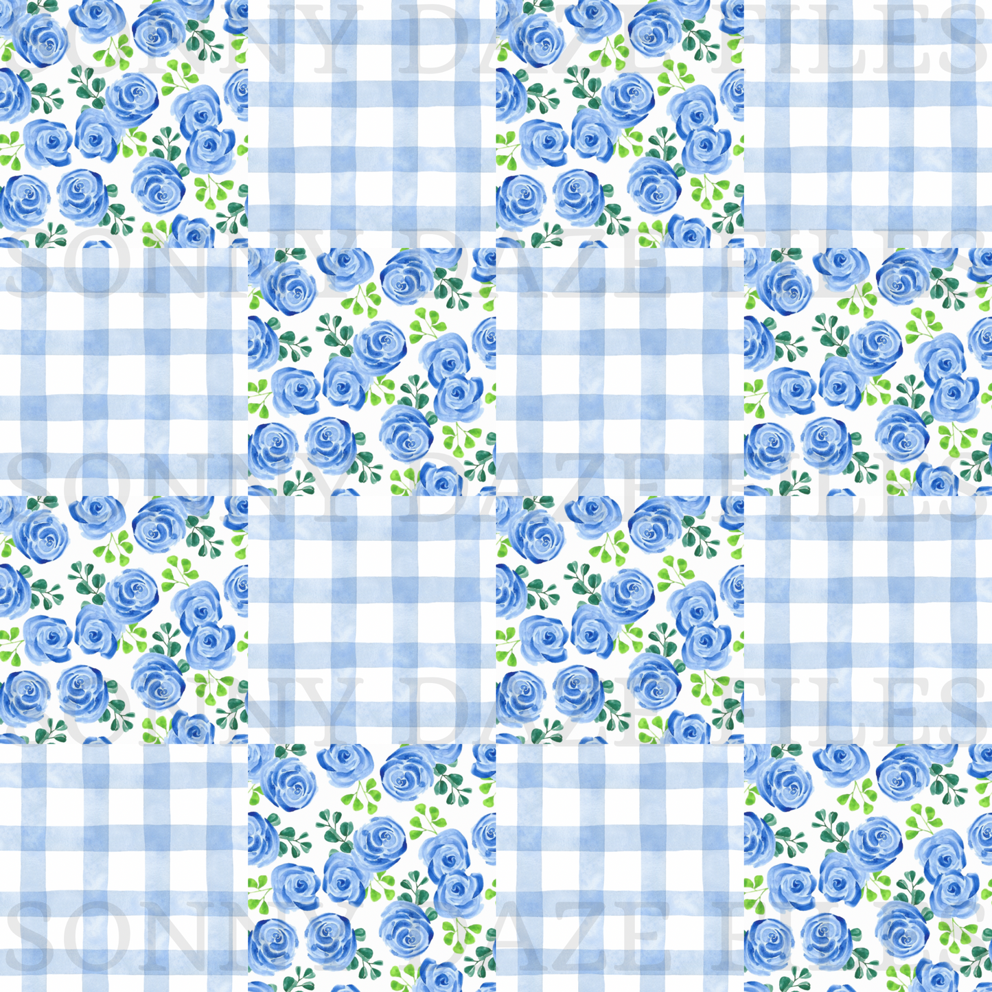 Blue floral Patchwork