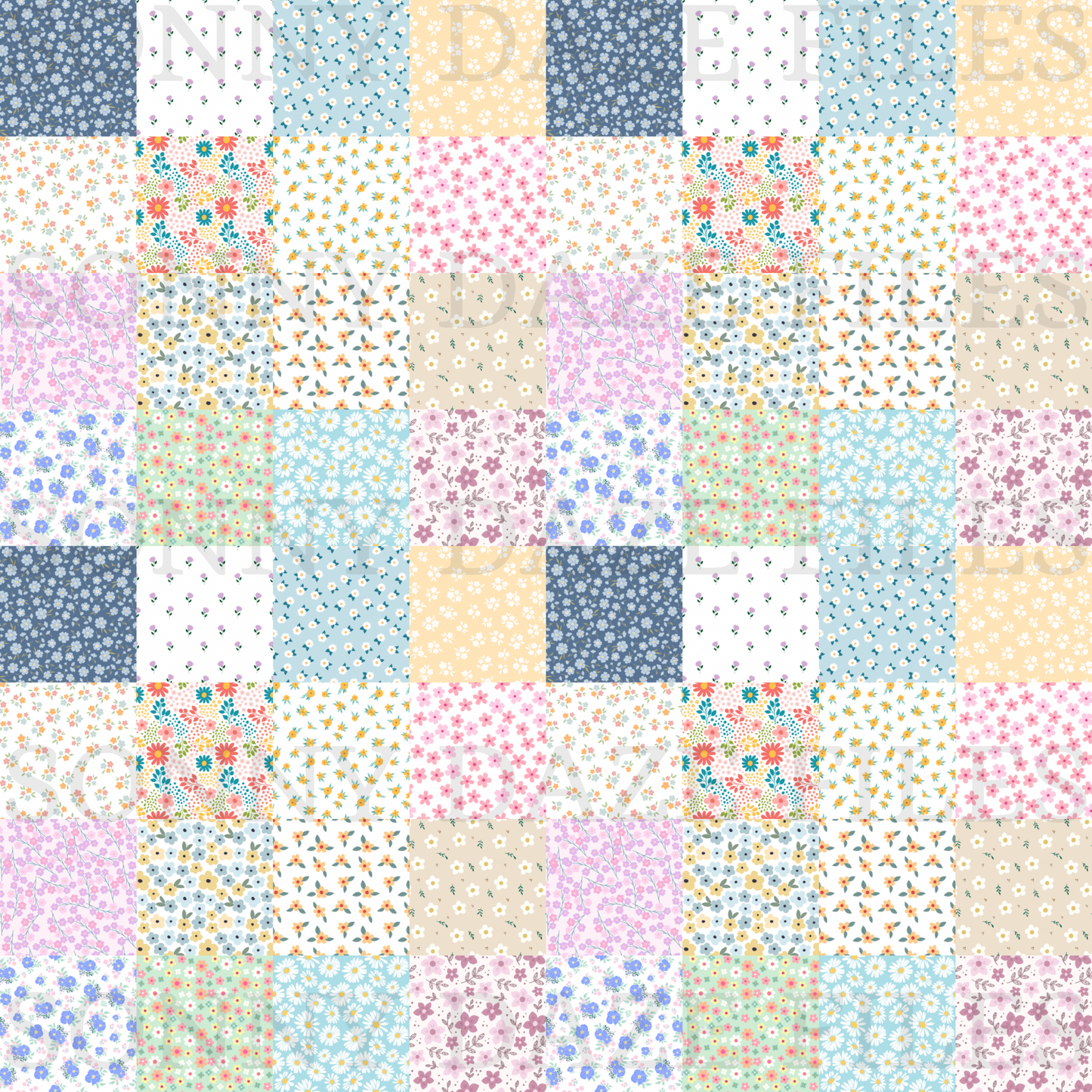 Floral checkered patchwork