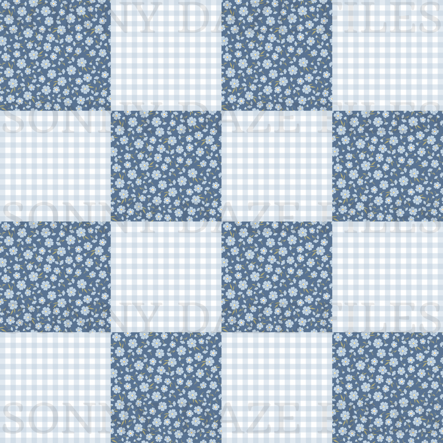 Floral checkered patchwork