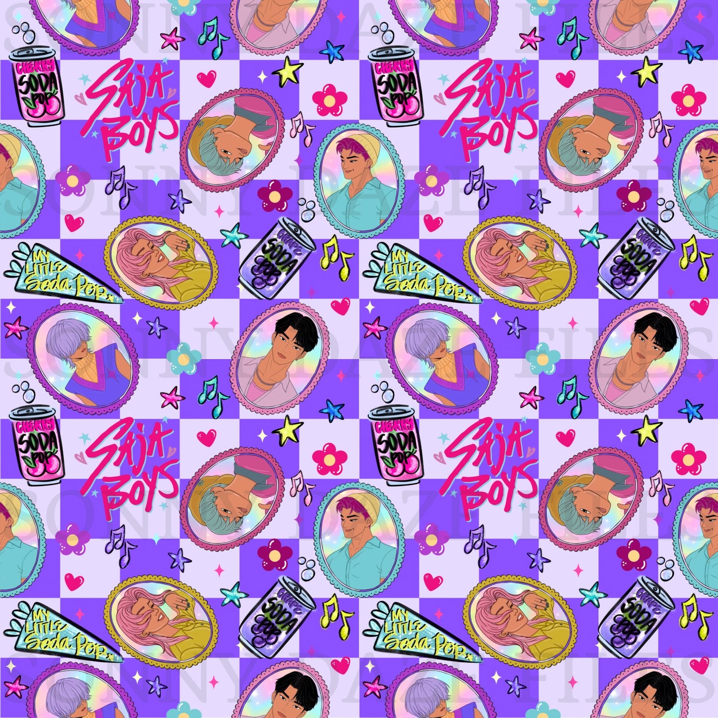 Kpop Demon boys purple checkered