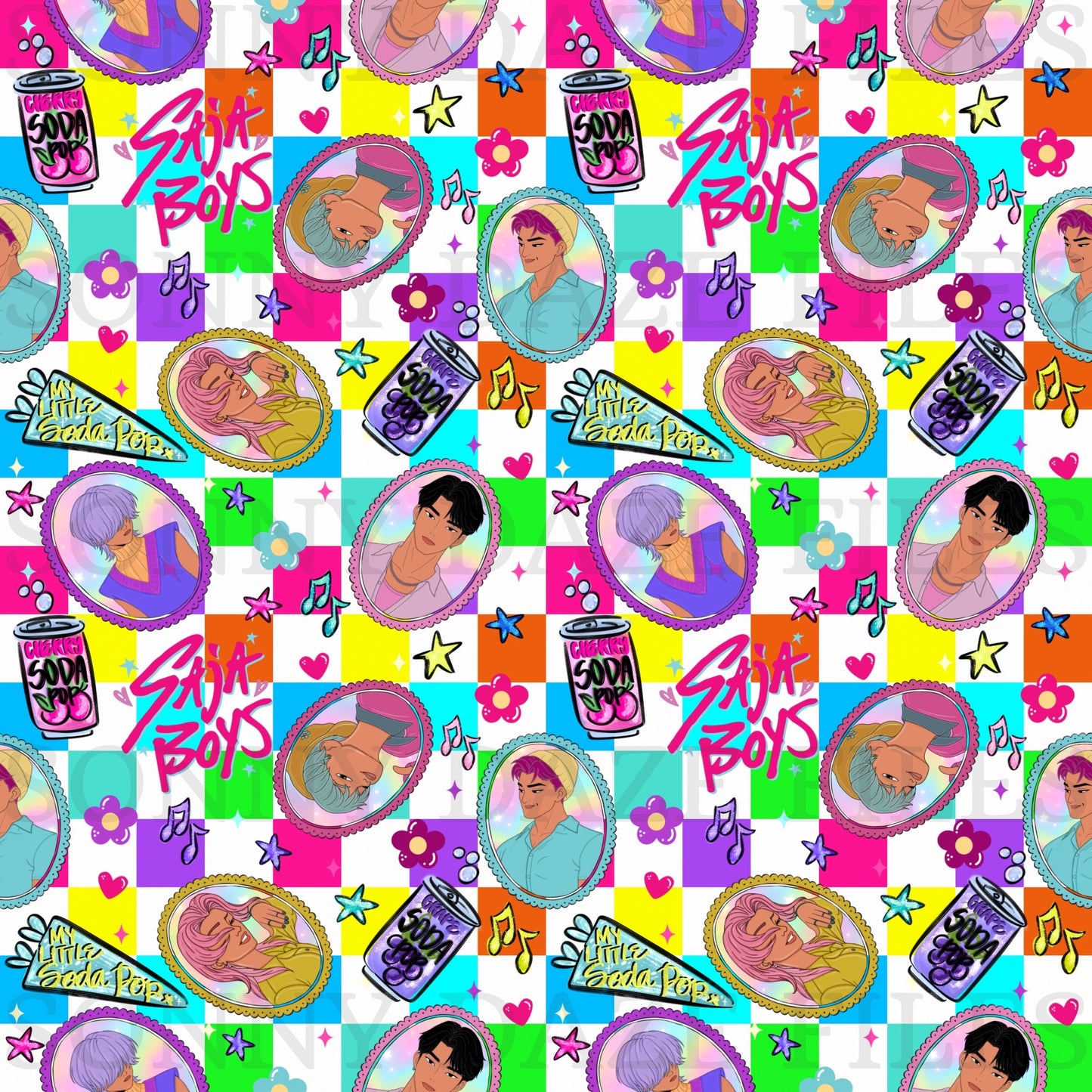 Kpop Demon boys rainbow checkered