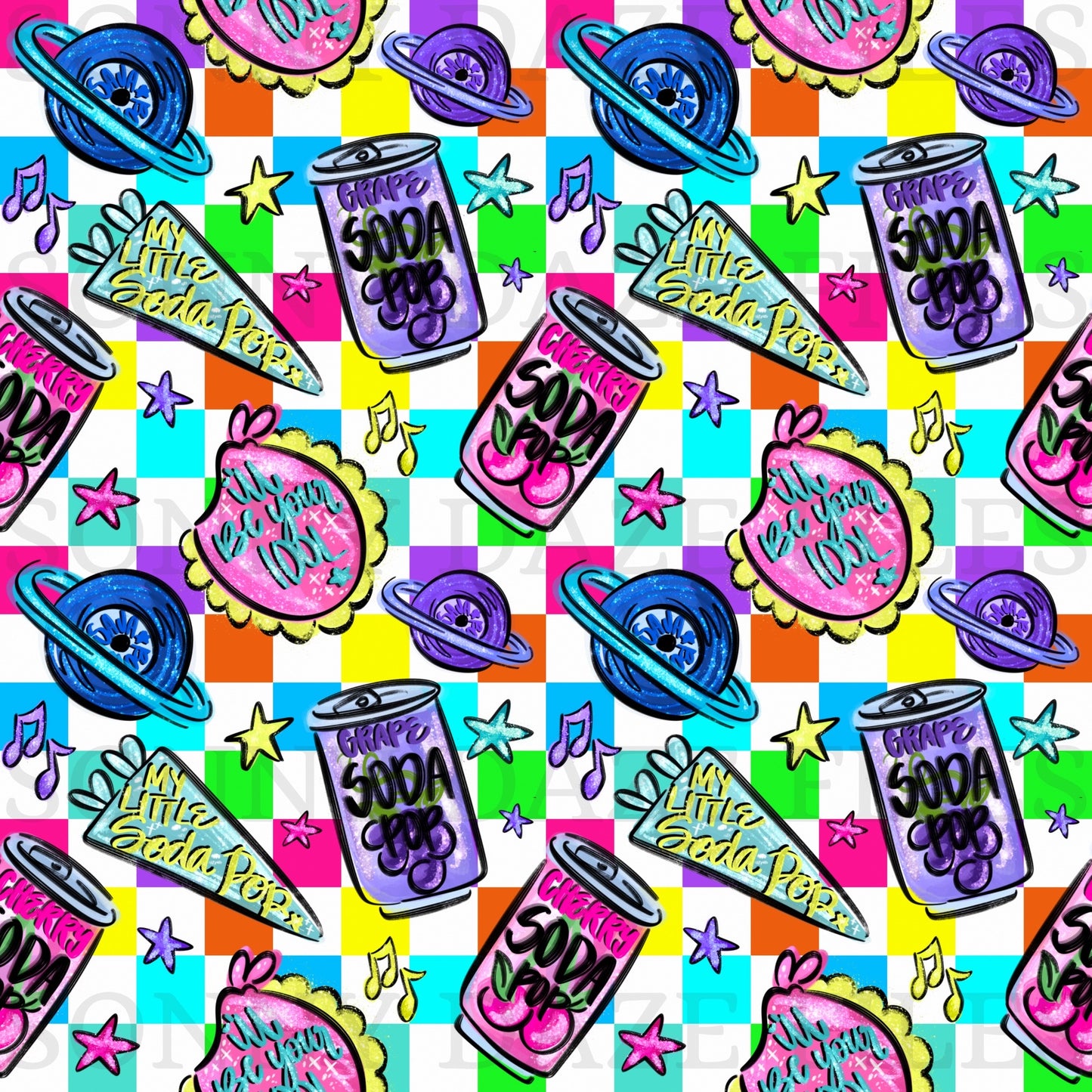 Soda pop rainbow checkered