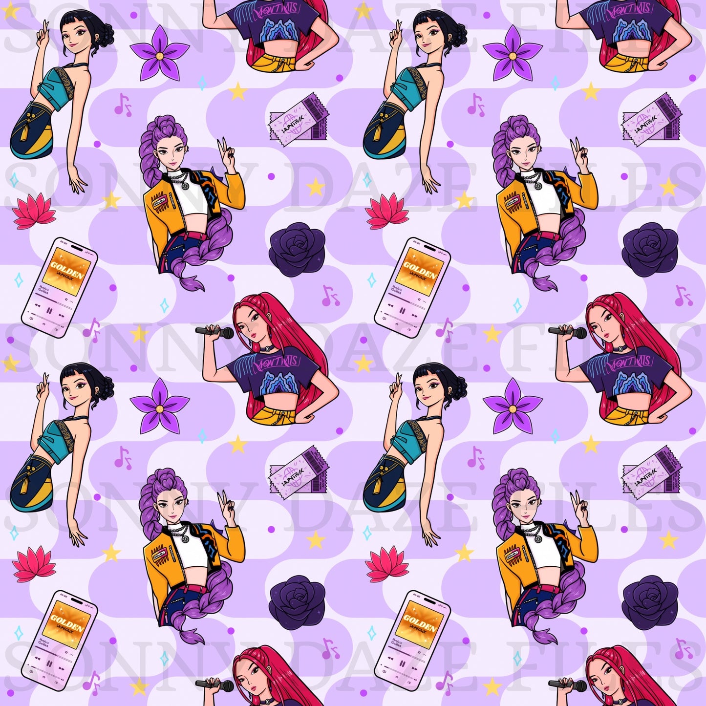 Hunter girls purple wavy background