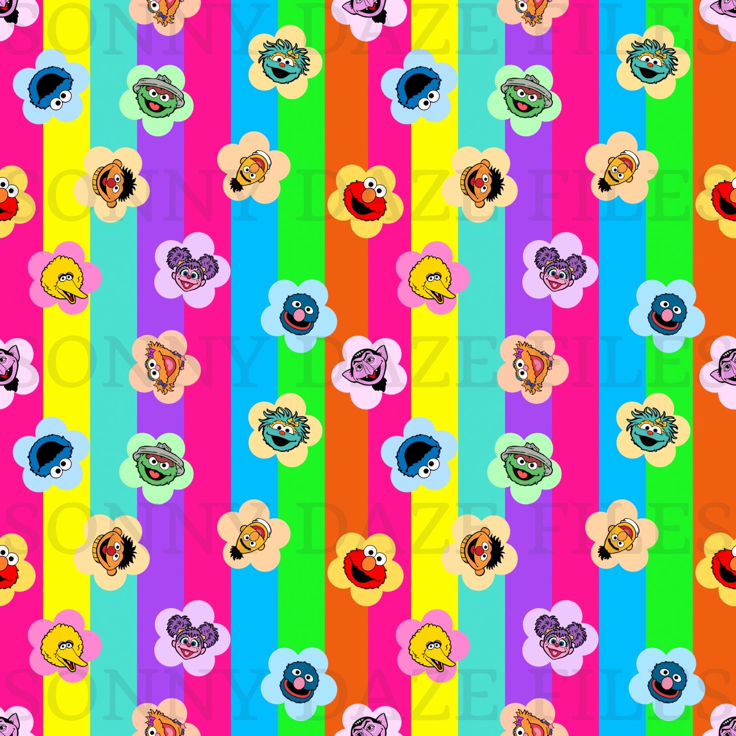 Puppet flowers rainbow stripes