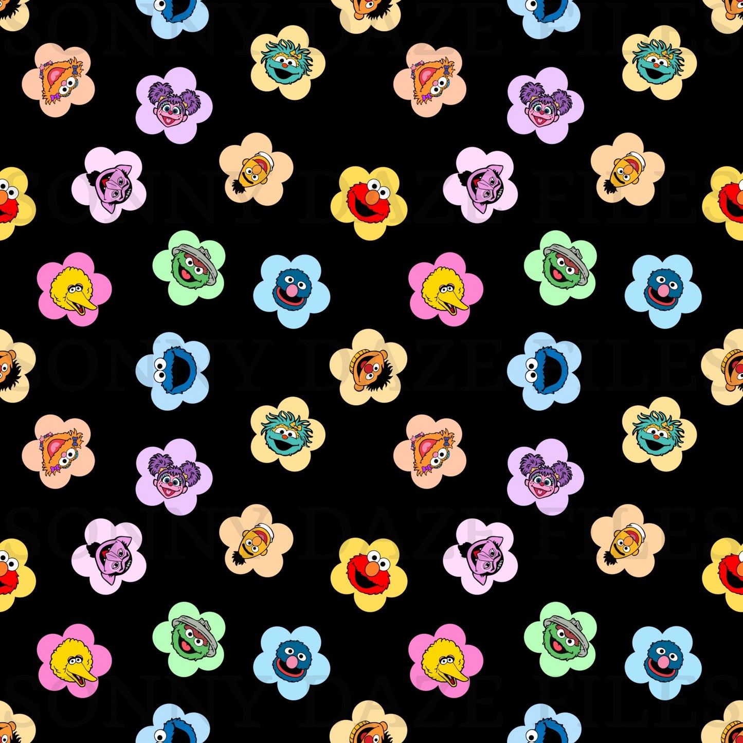 Puppet flowers black background