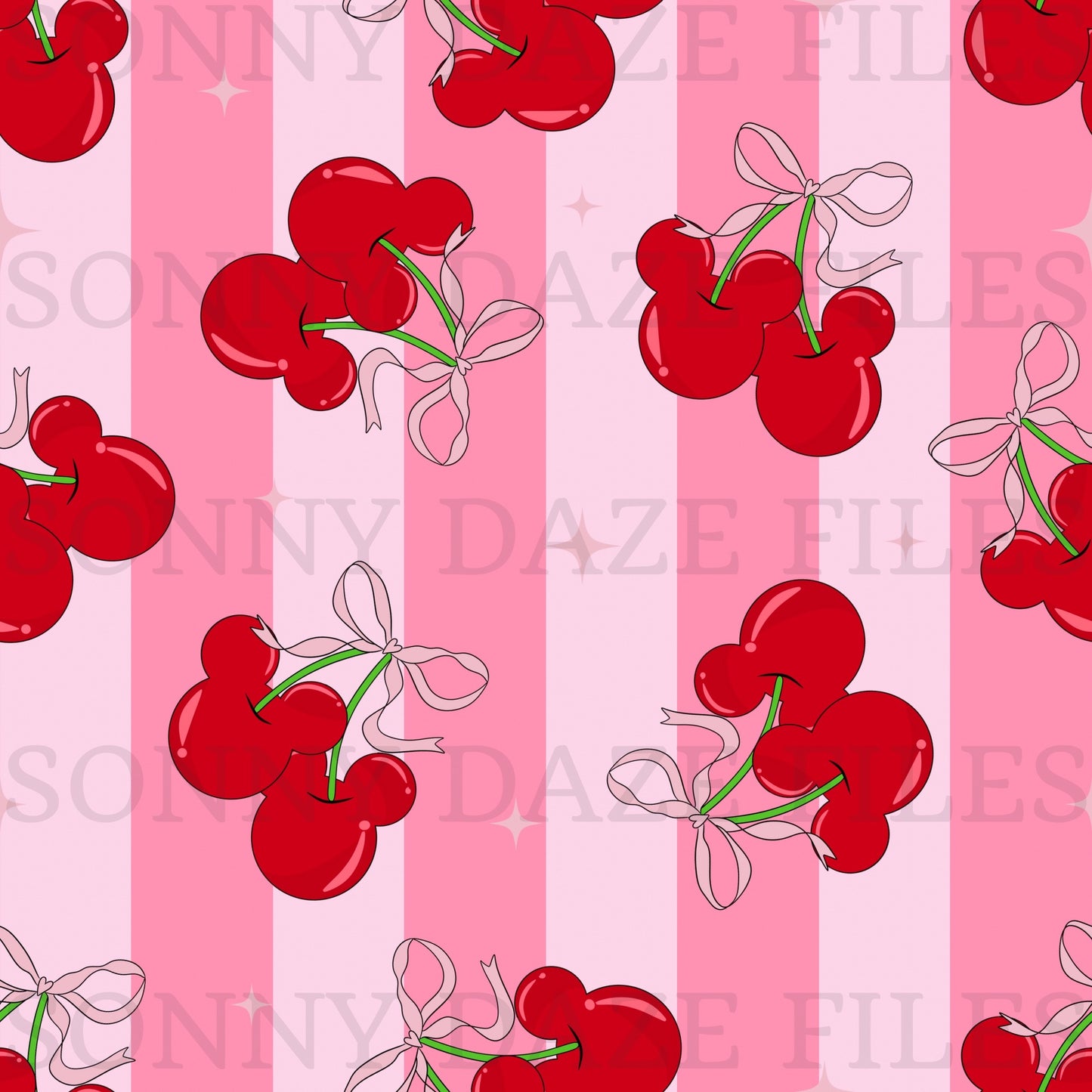 Mouse cherries pink stripes