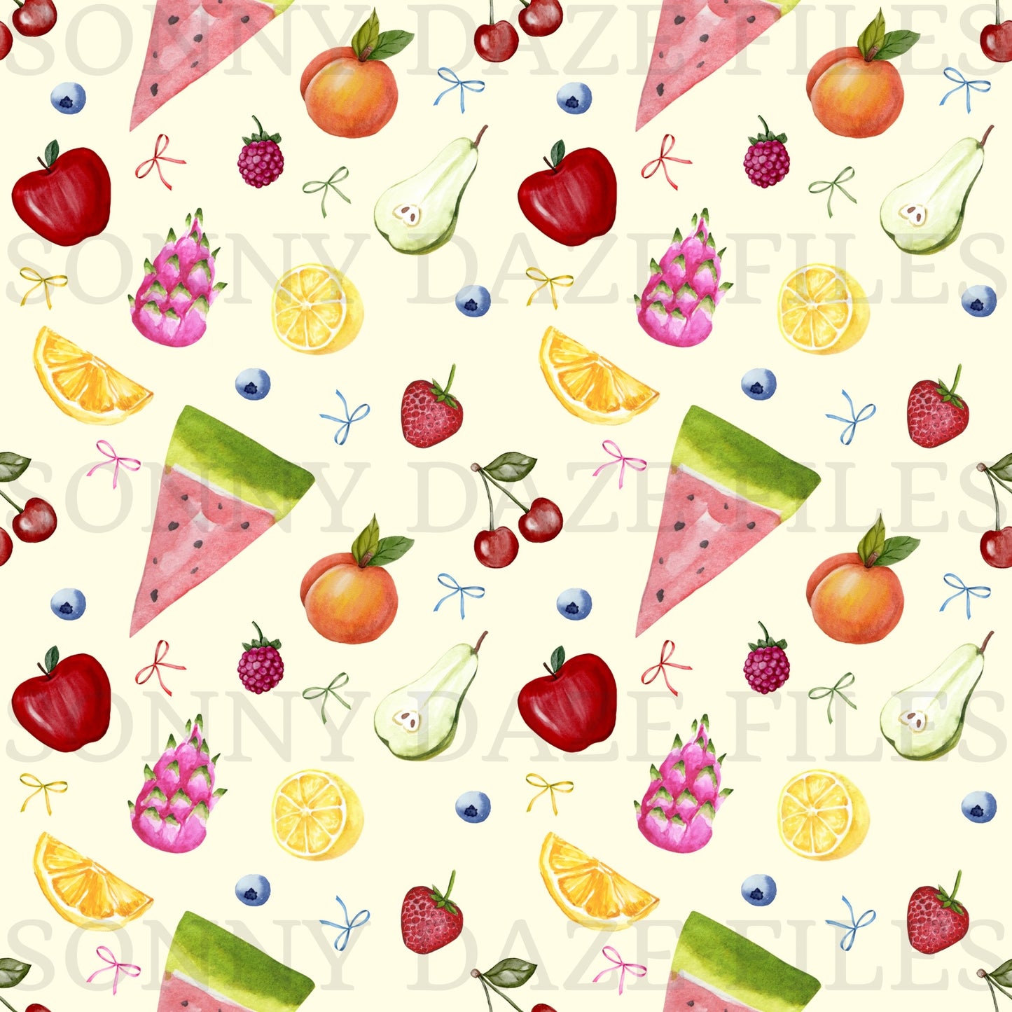 Fruits and bows
