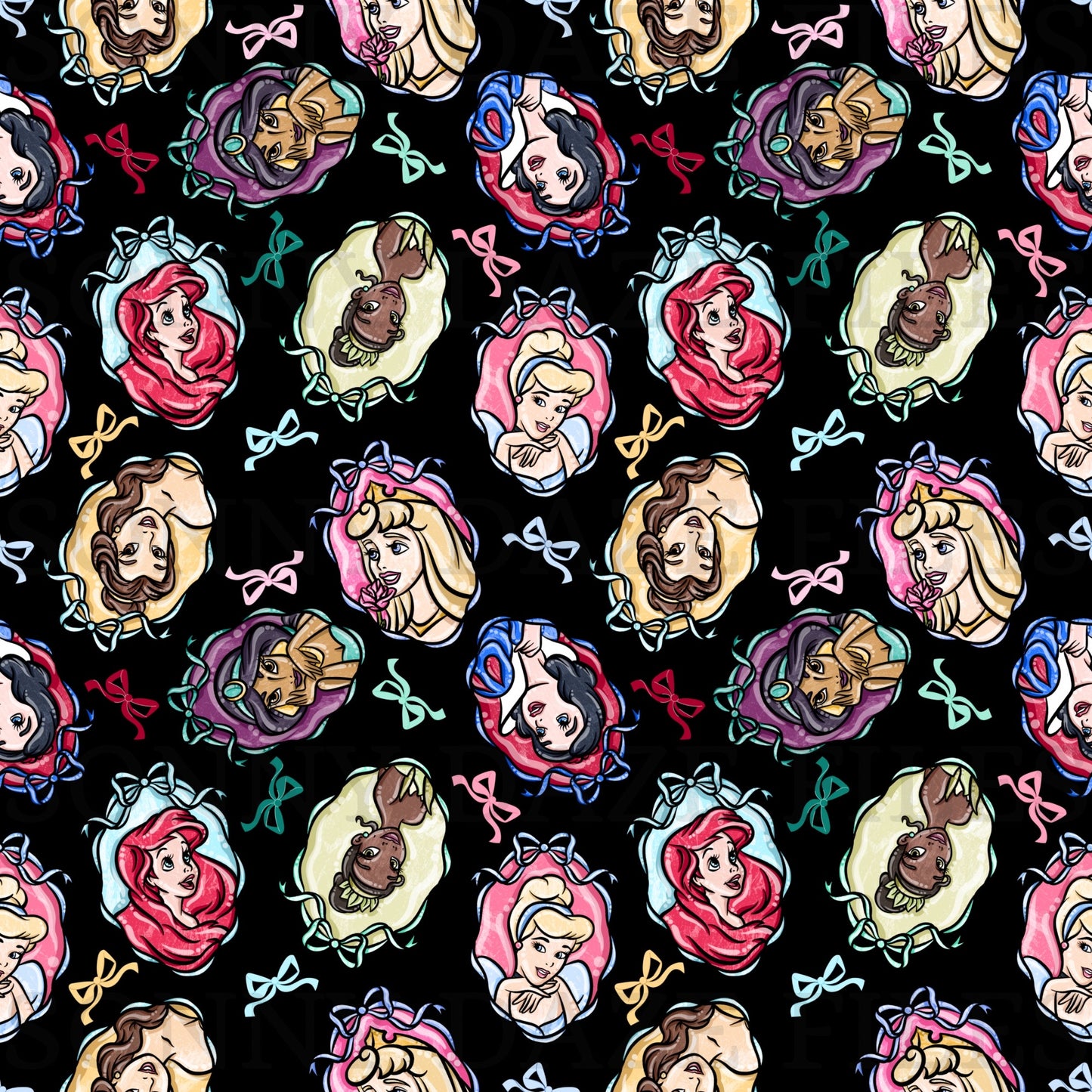 Princess portraits with bows