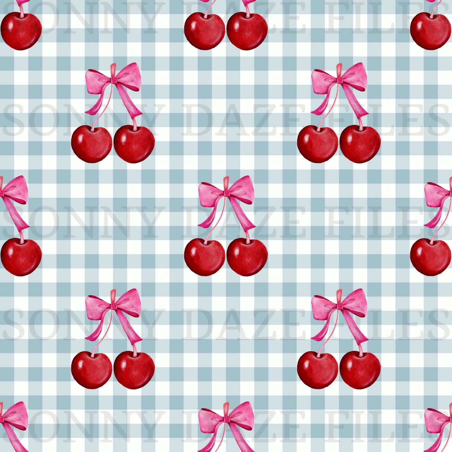 Coquette cherries on gingham