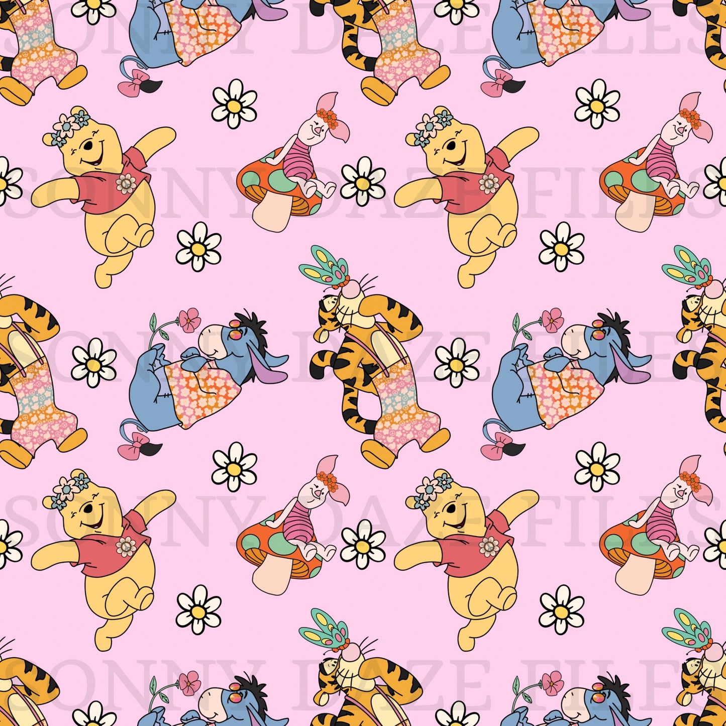 Honey bear and friends with flowers