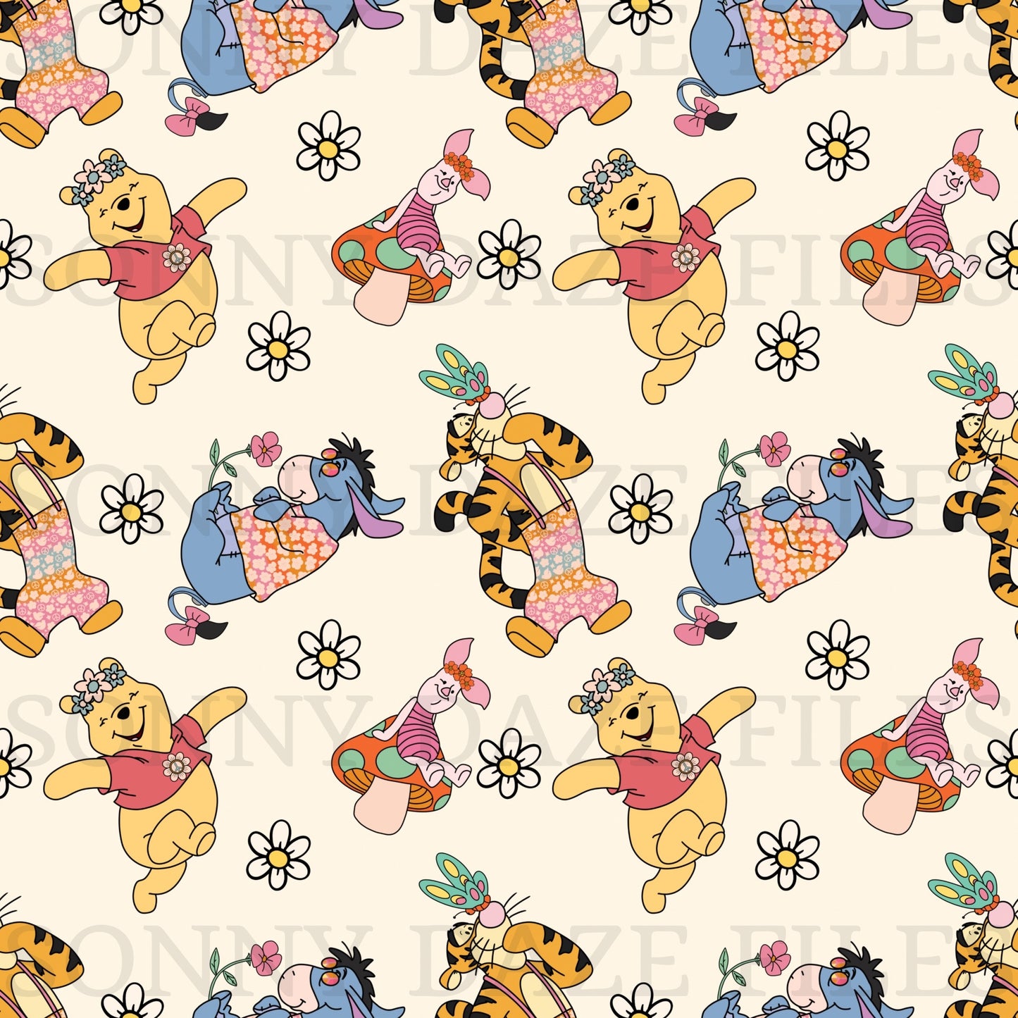 Honey bear and friends with flowers