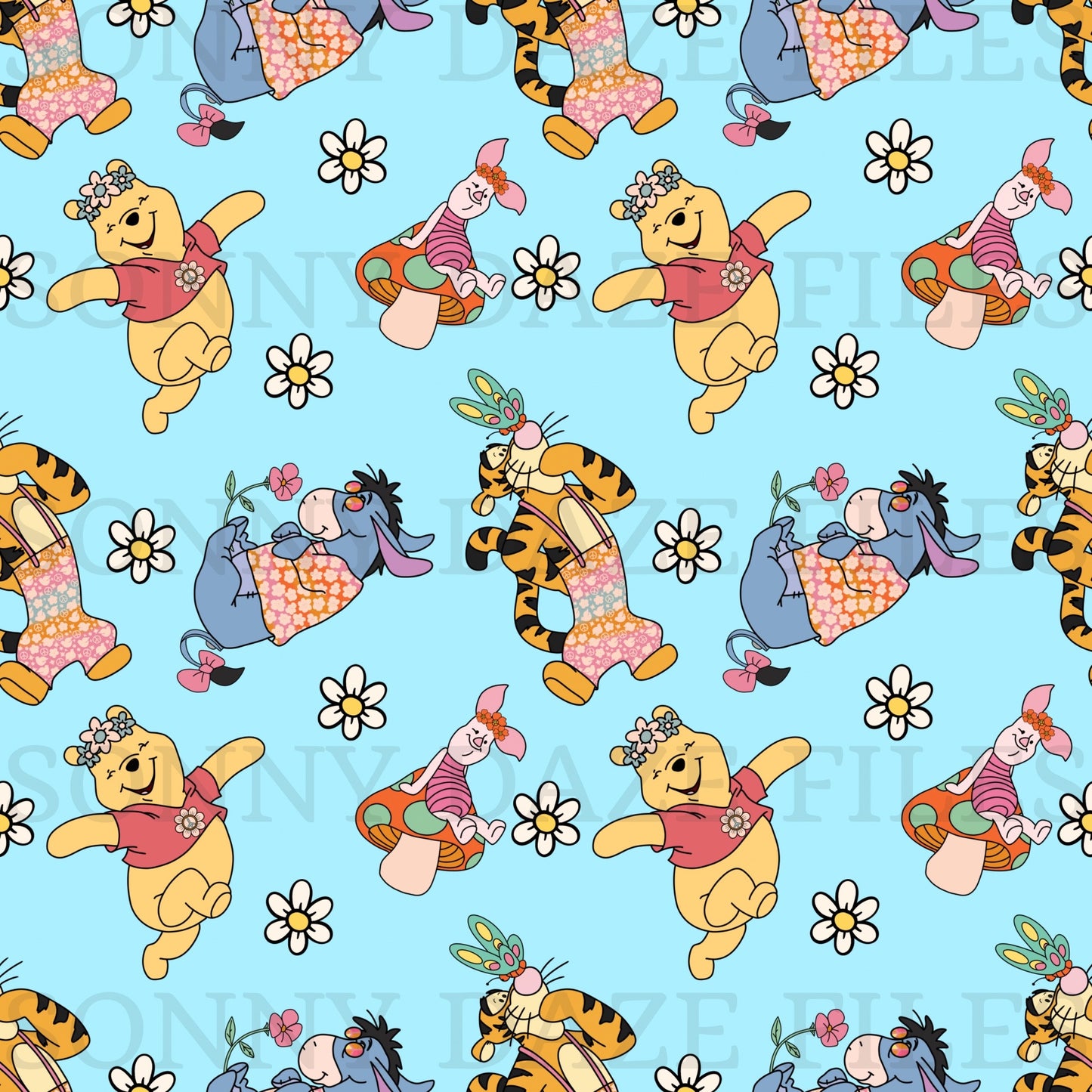 Honey bear and friends with flowers
