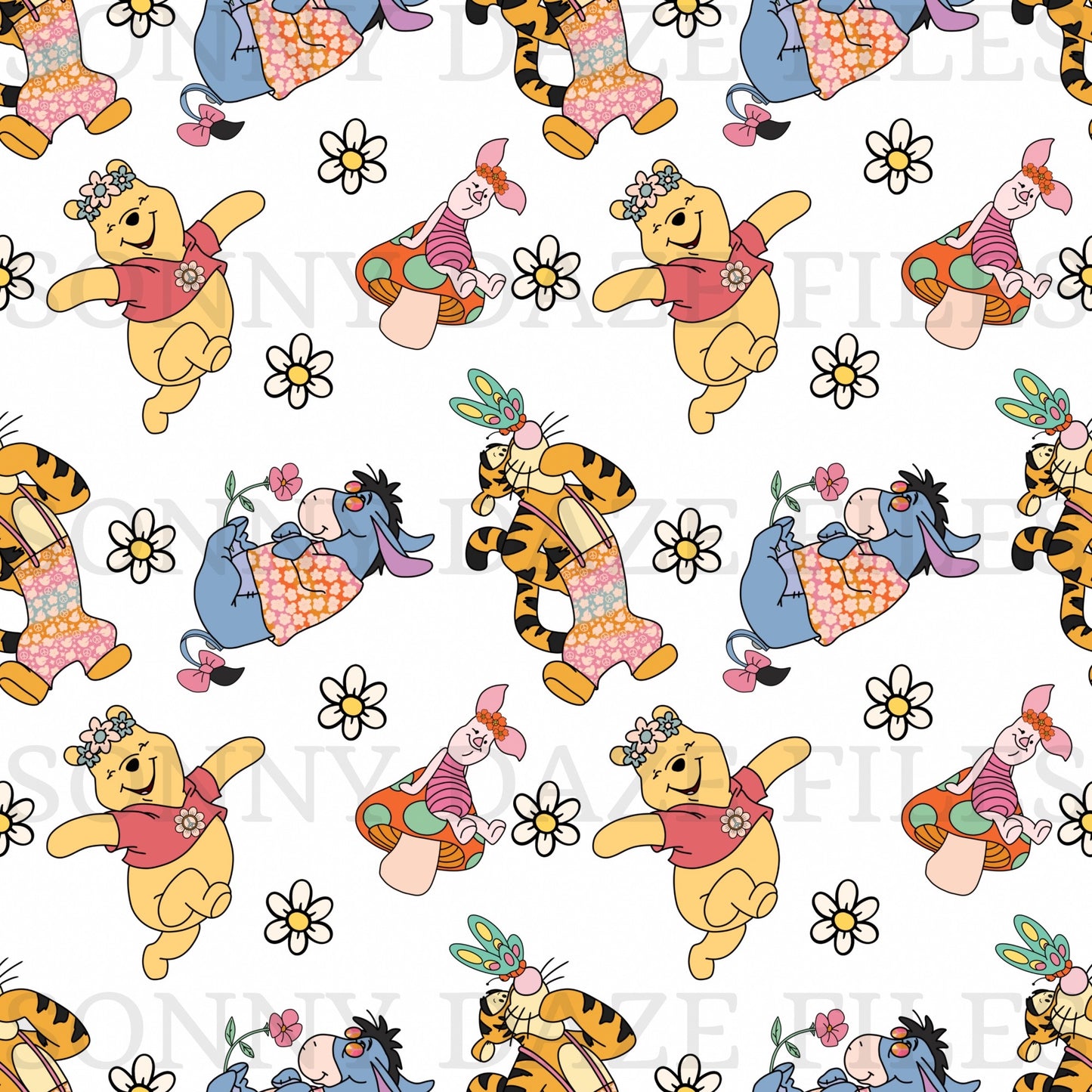 Honey bear and friends with flowers