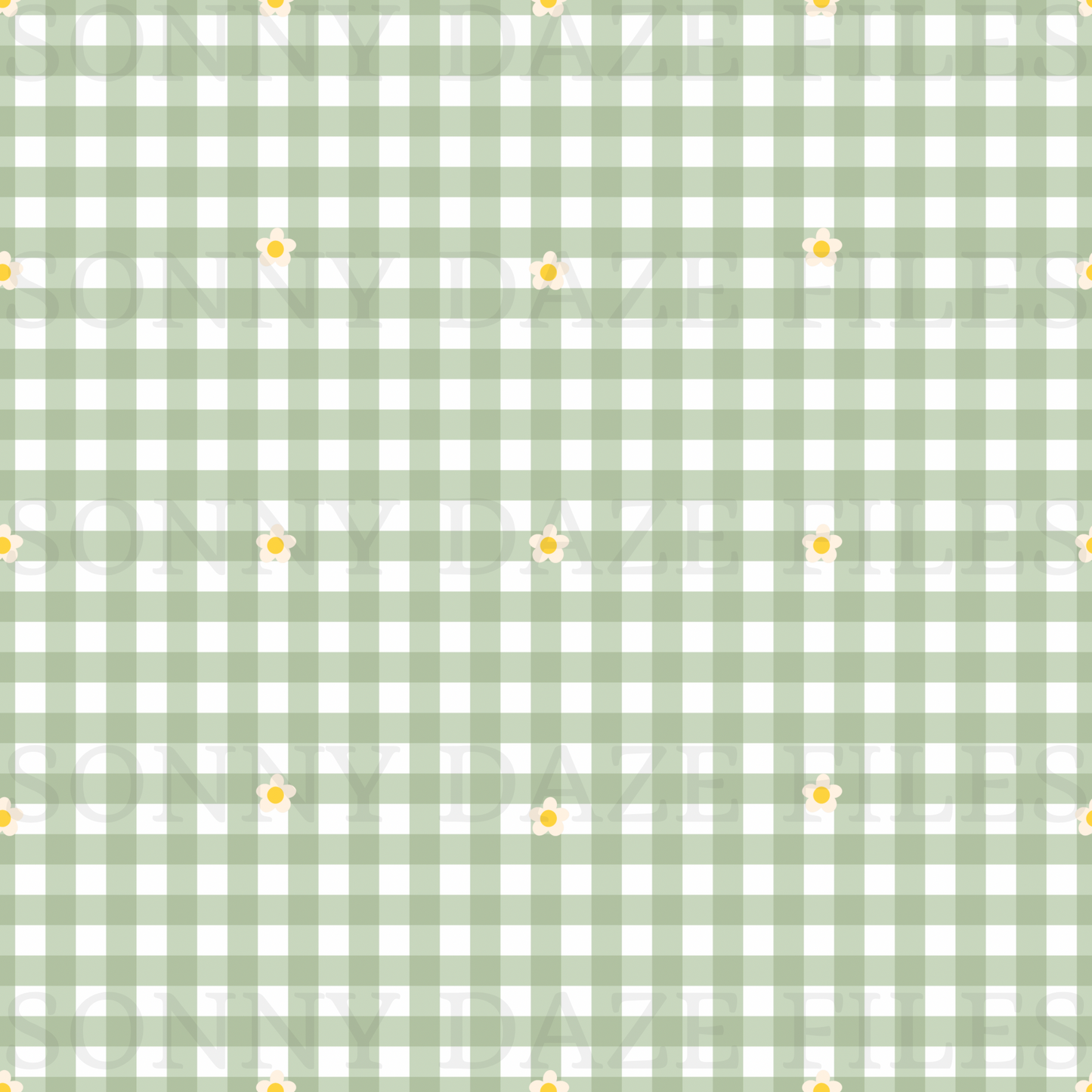 Dainty flower on green gingham
