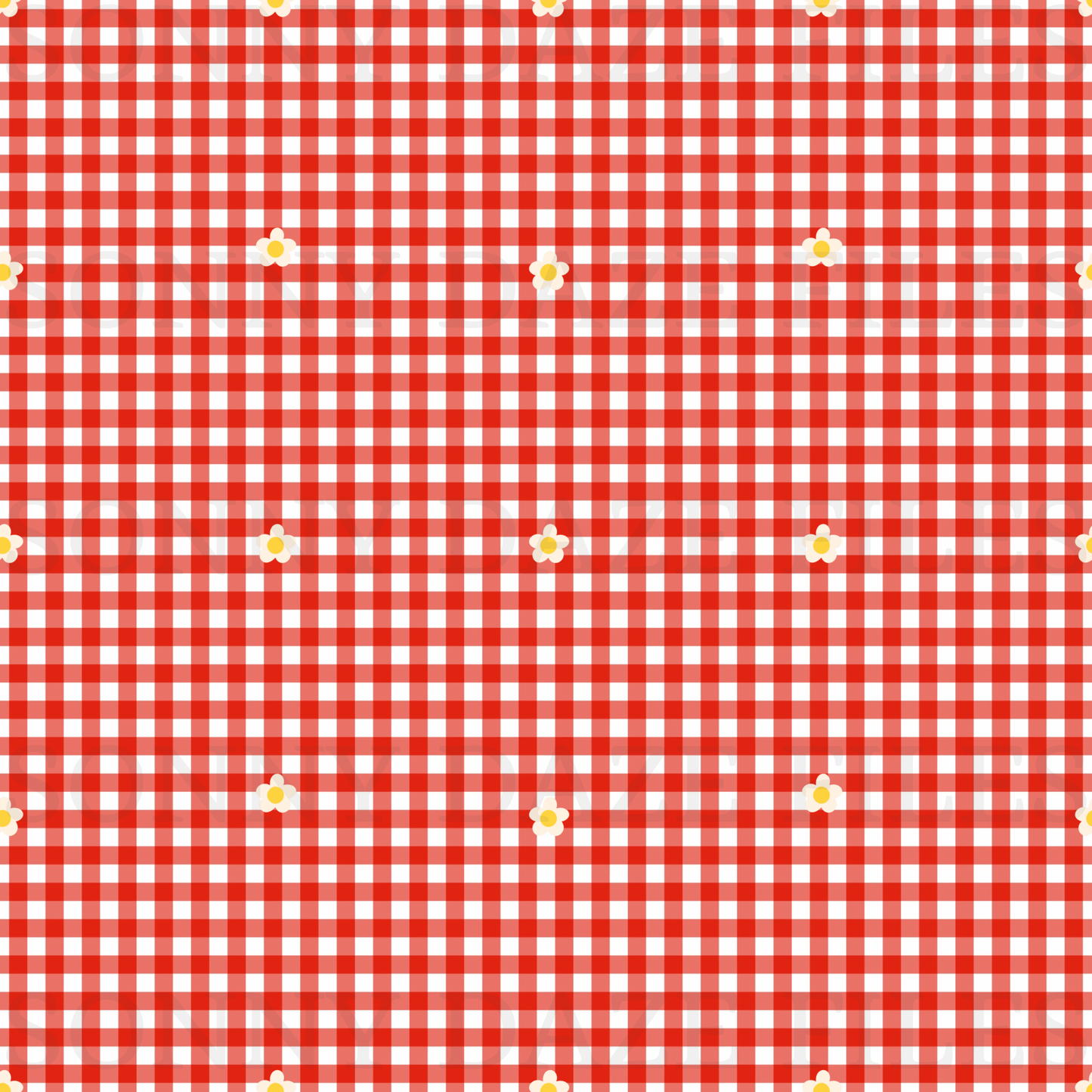 Dainty flower on red gingham