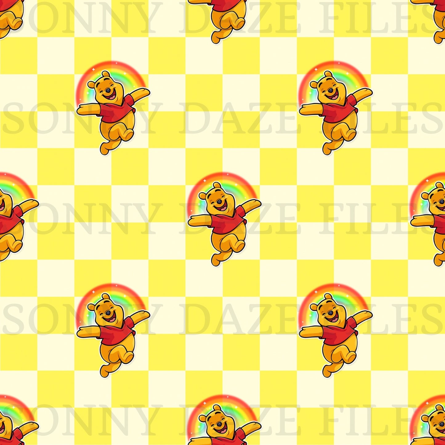 Rainbow bear yellow checkered