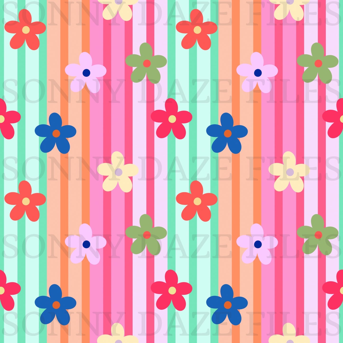 Floral rainbow stripes