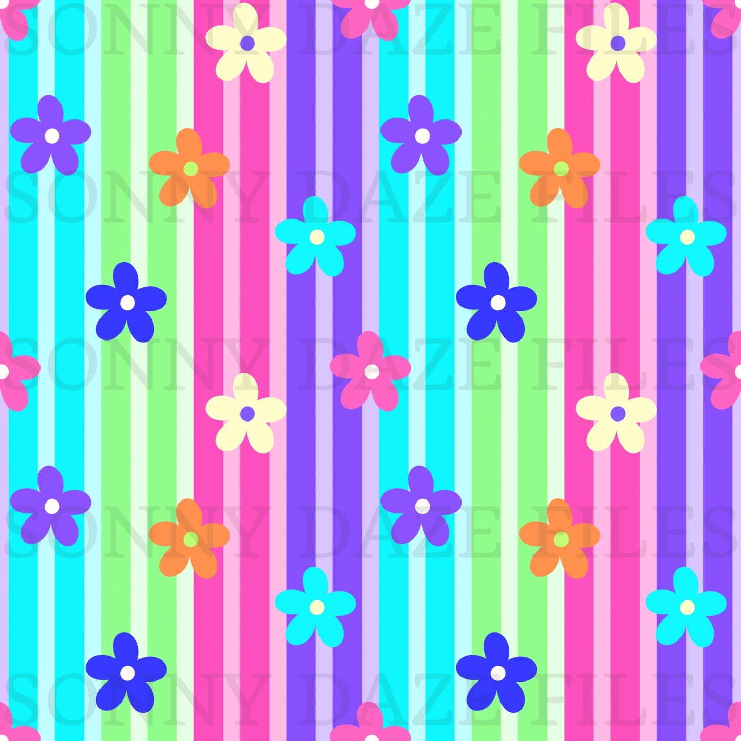 Floral rainbow stripes