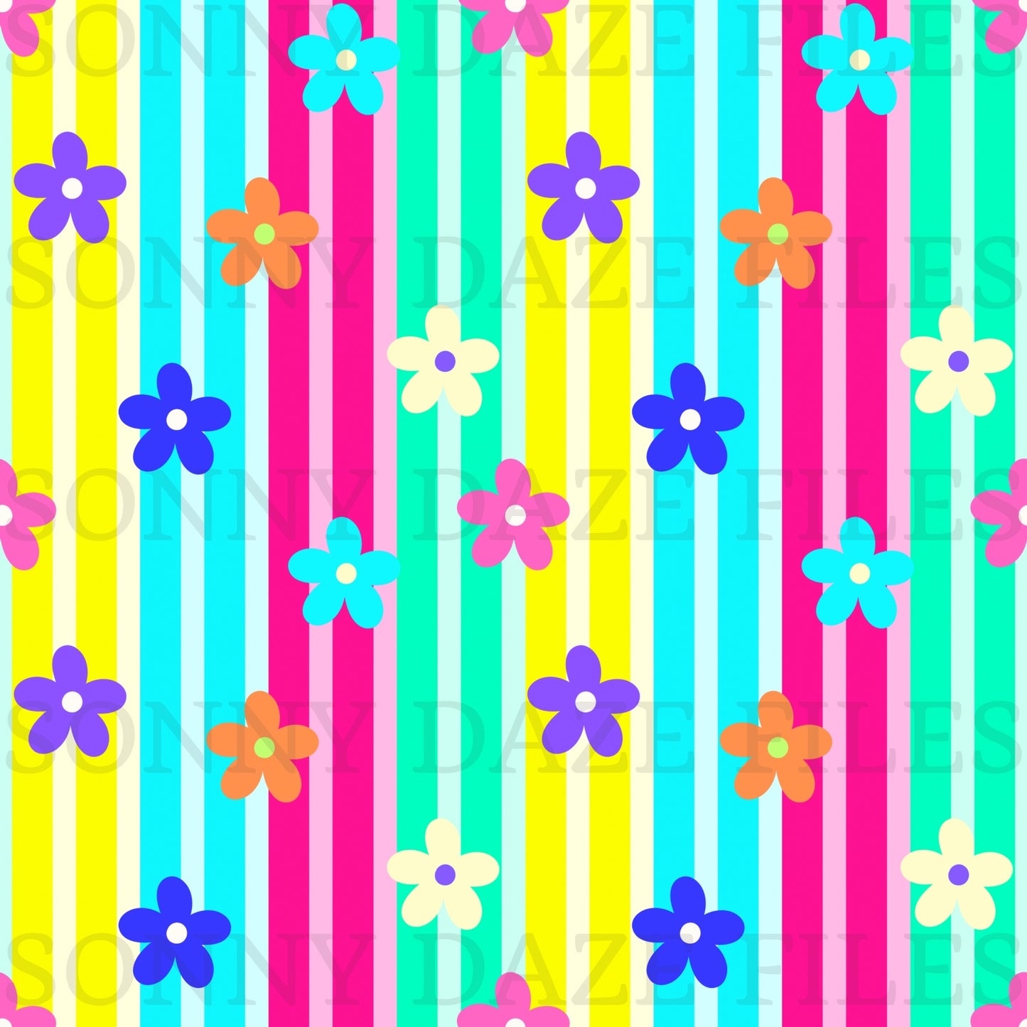 Floral rainbow stripes