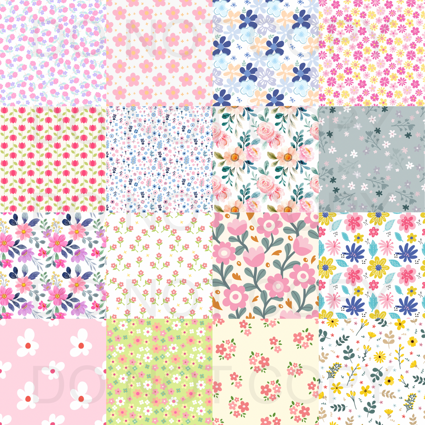 Floral checkered patchwork