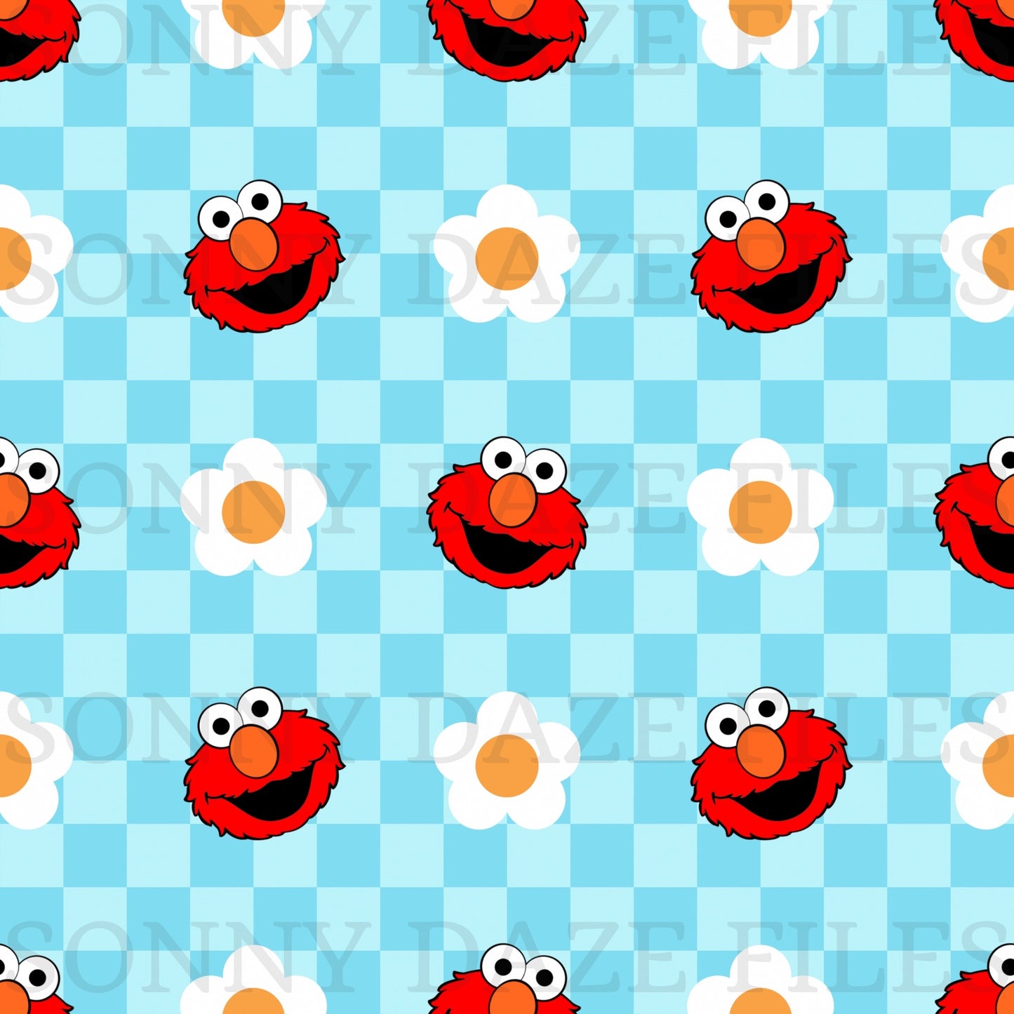 Little red monster checkered blue