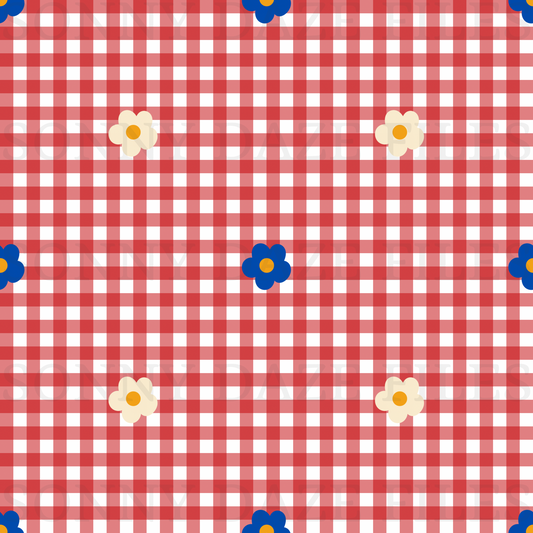 RWB flowers on gingham