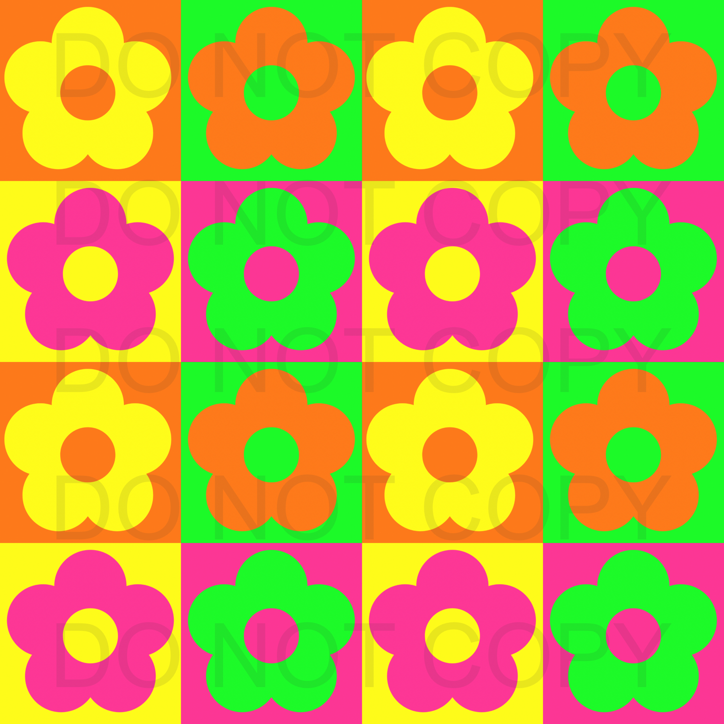 Bright flower checkered