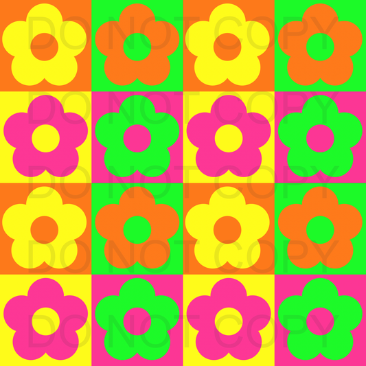 Bright flower checkered