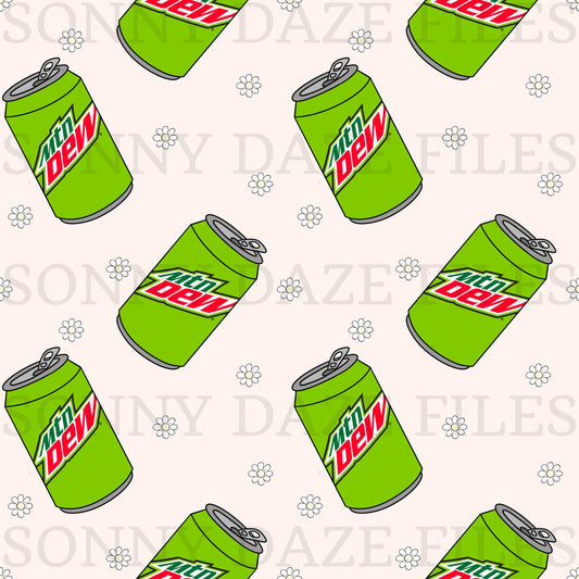 Green soda with flowers