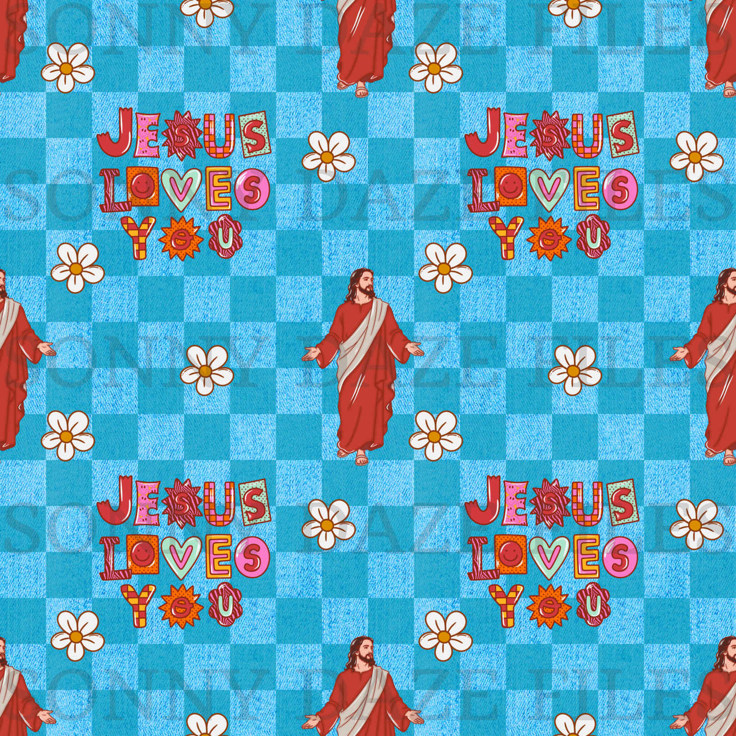 Jesus loves you (faux denim)