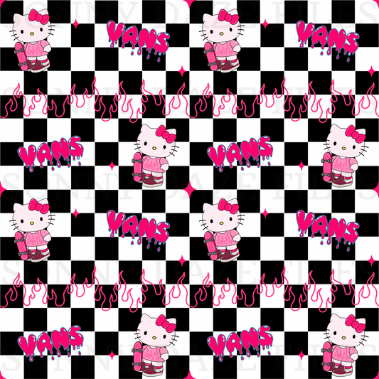 Skater kitty checkered
