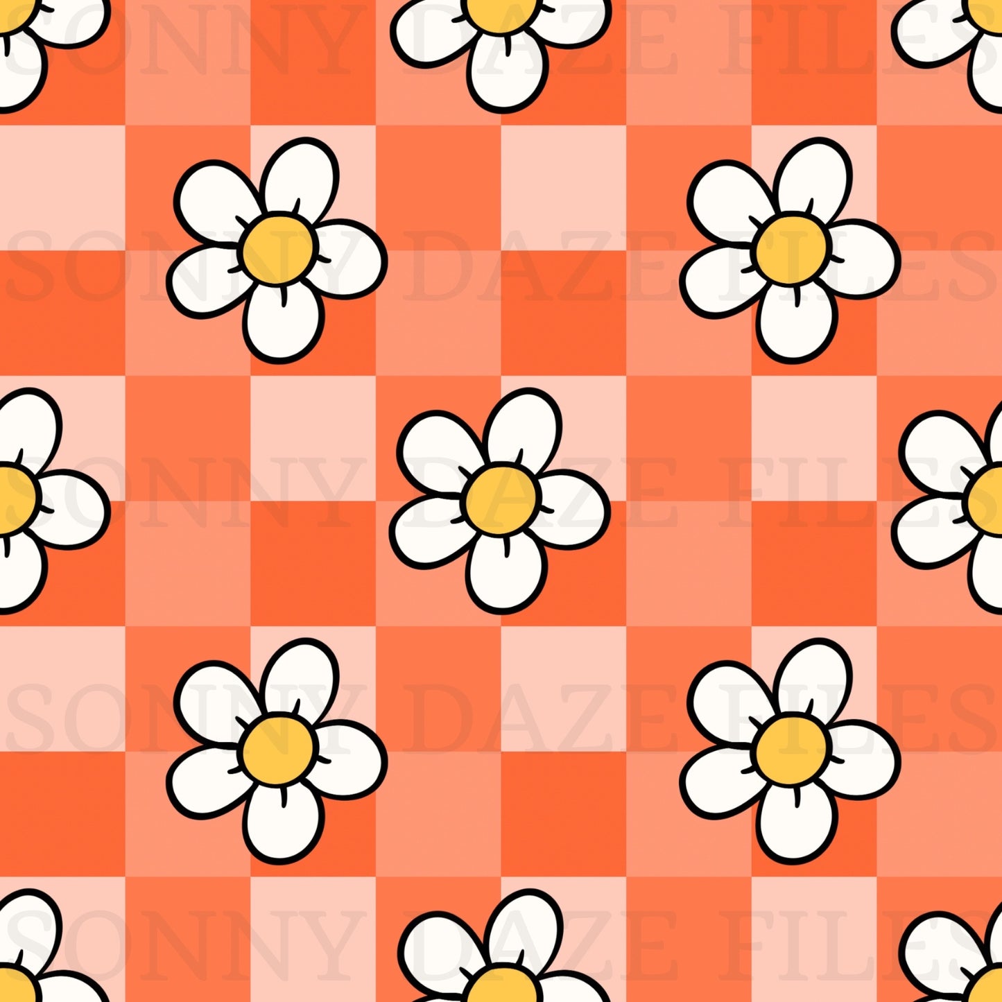 Flowers on checkered