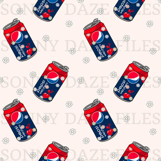 Cherry soda with flowers on can