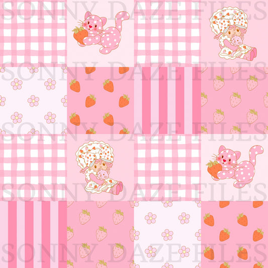Strawberry girl checkered patchwork