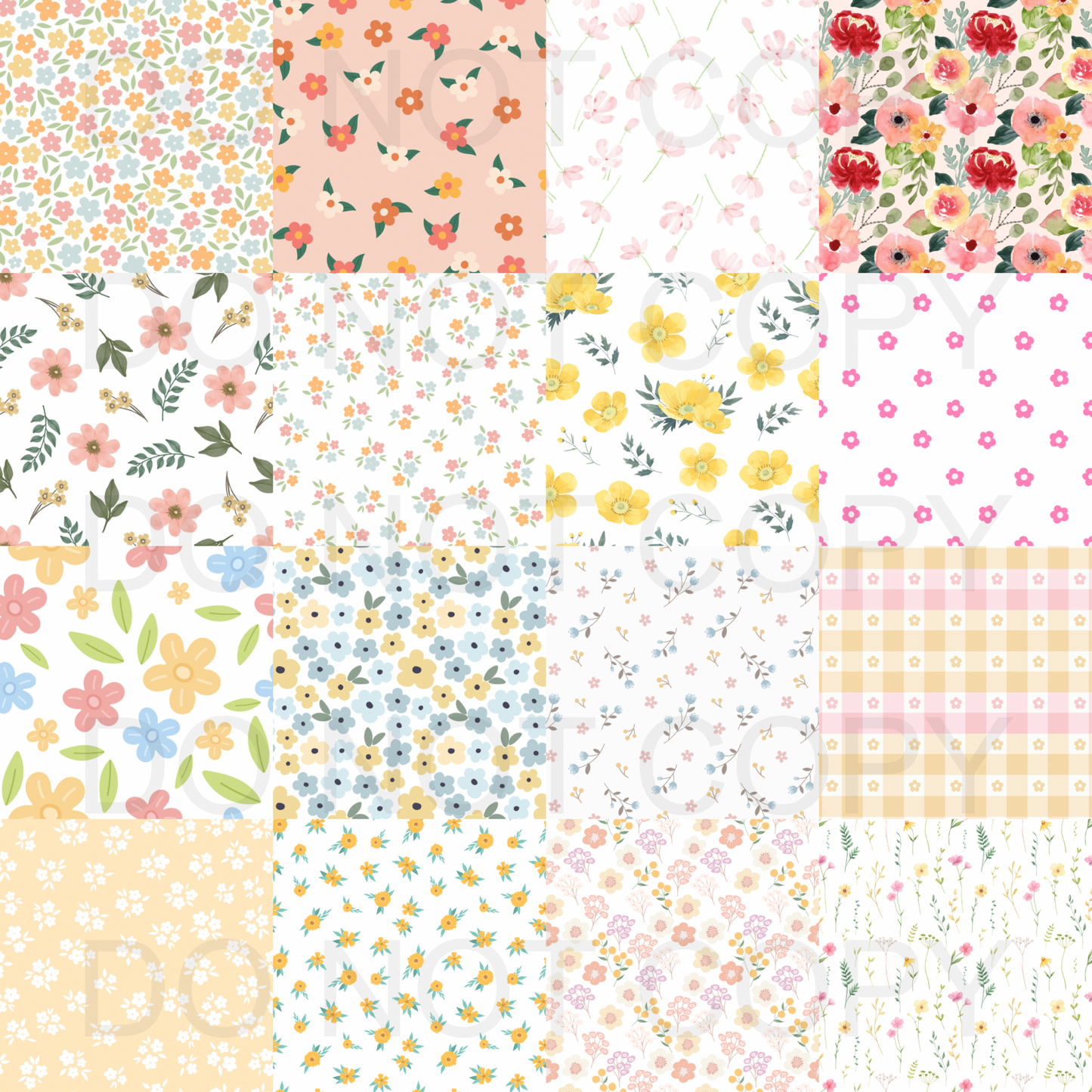Floral checkered patchwork